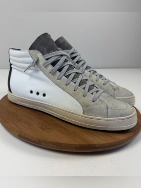 P448 Skate Leather High Top Sneakers in White and Light Gray